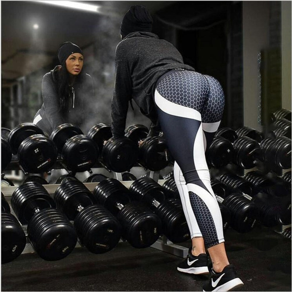 Mesh Pattern Print Slim Back Leggings For Women