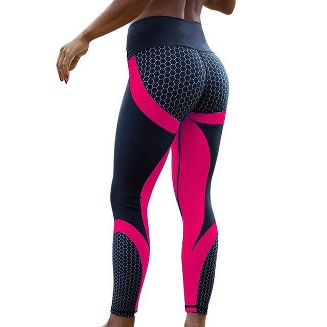 Mesh Pattern Print Slim Back Leggings For Women