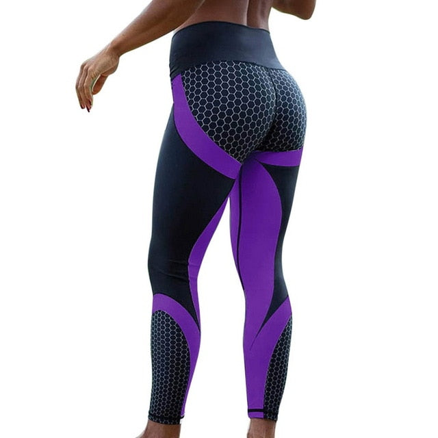 Mesh Pattern Print Slim Back Leggings For Women