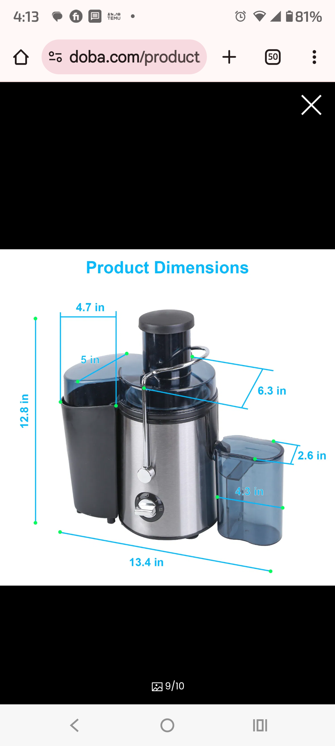 1000W Centrifugal Juice Extractor with 2 Speeds 3.6in Wide Feed Chute 17Oz Juicer Cup 54Oz Pulp Collector Electric Juicer for Fruits and Vegetables